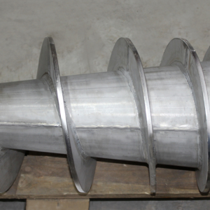 Edelstahlwelle mit konischem Innenrohr und progressivem Schneckengewinde Edelstahlwelle mit konischem Innenrohr und progressivem Schneckengewinde