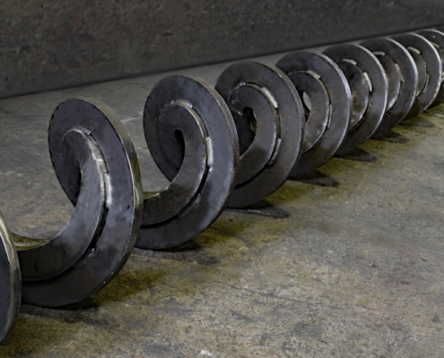 Geschweißte Endlosspirale mit Anschlußflansch Geschweißte Endlosspirale mit Anschlußflansch