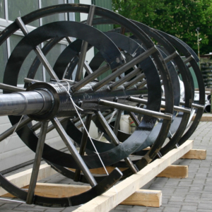 Getreide-Mischschnecke mit zwei gegenläufigen Schneckengewinden (linksgängig, rechtsgängig)