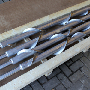 Schneckenwellen mit sehr großen Steigungen, zur Mitte fördernd