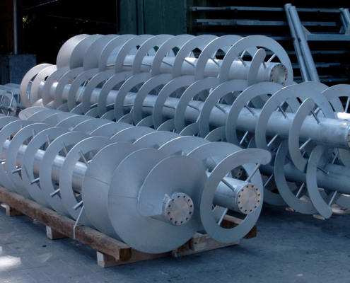 Waschschnecken aus V4A mit geflanschten Rohrzapfen Waschschnecken aus V4A mit geflanschten Rohrzapfen