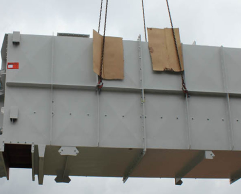 Spänebunker mit Austragsschnecken und Verteilwelle