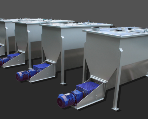 Pufferbehälter mit Austragsschnecken aus Manganstahl